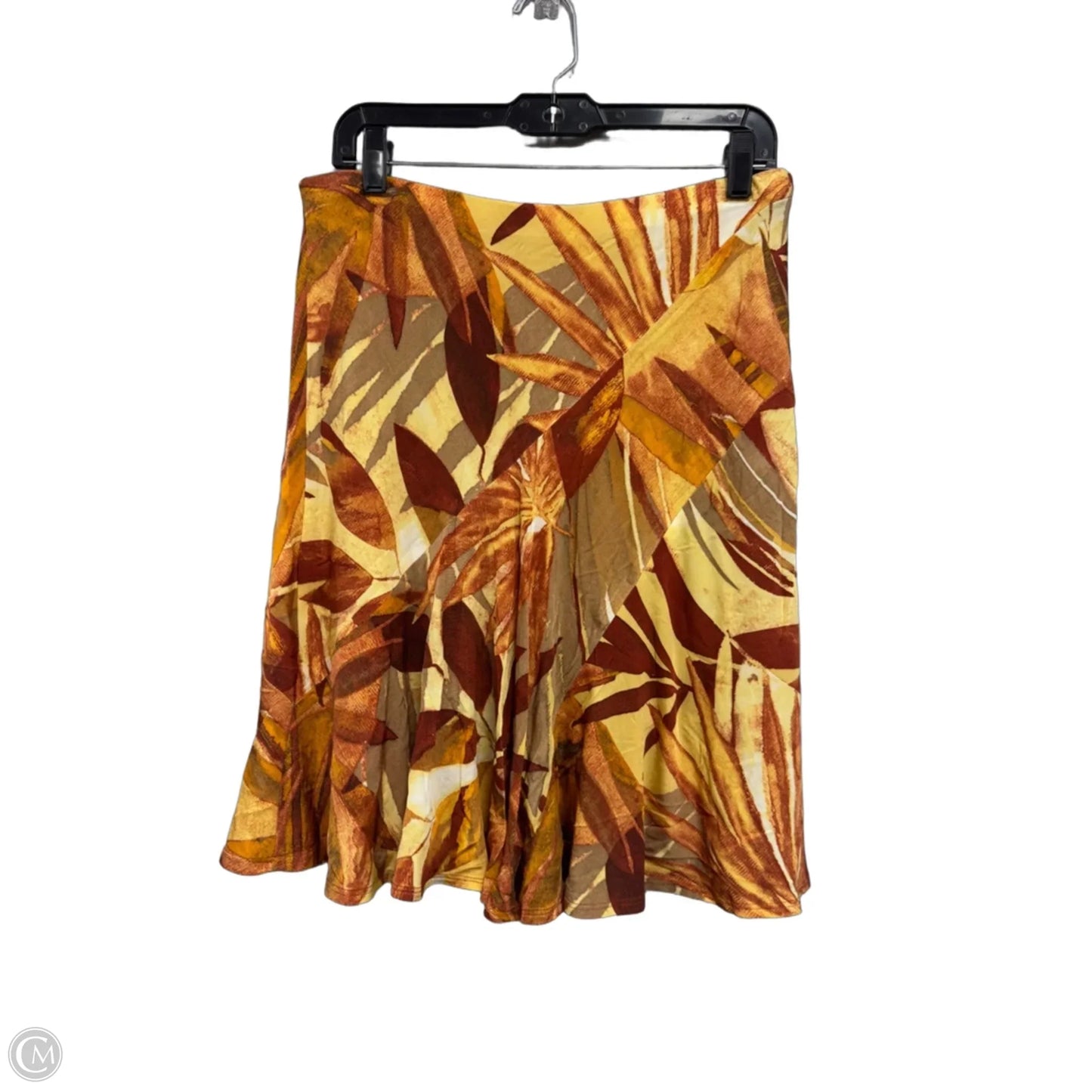 Skirt Midi By Cache In Orange & Yellow, Size: L