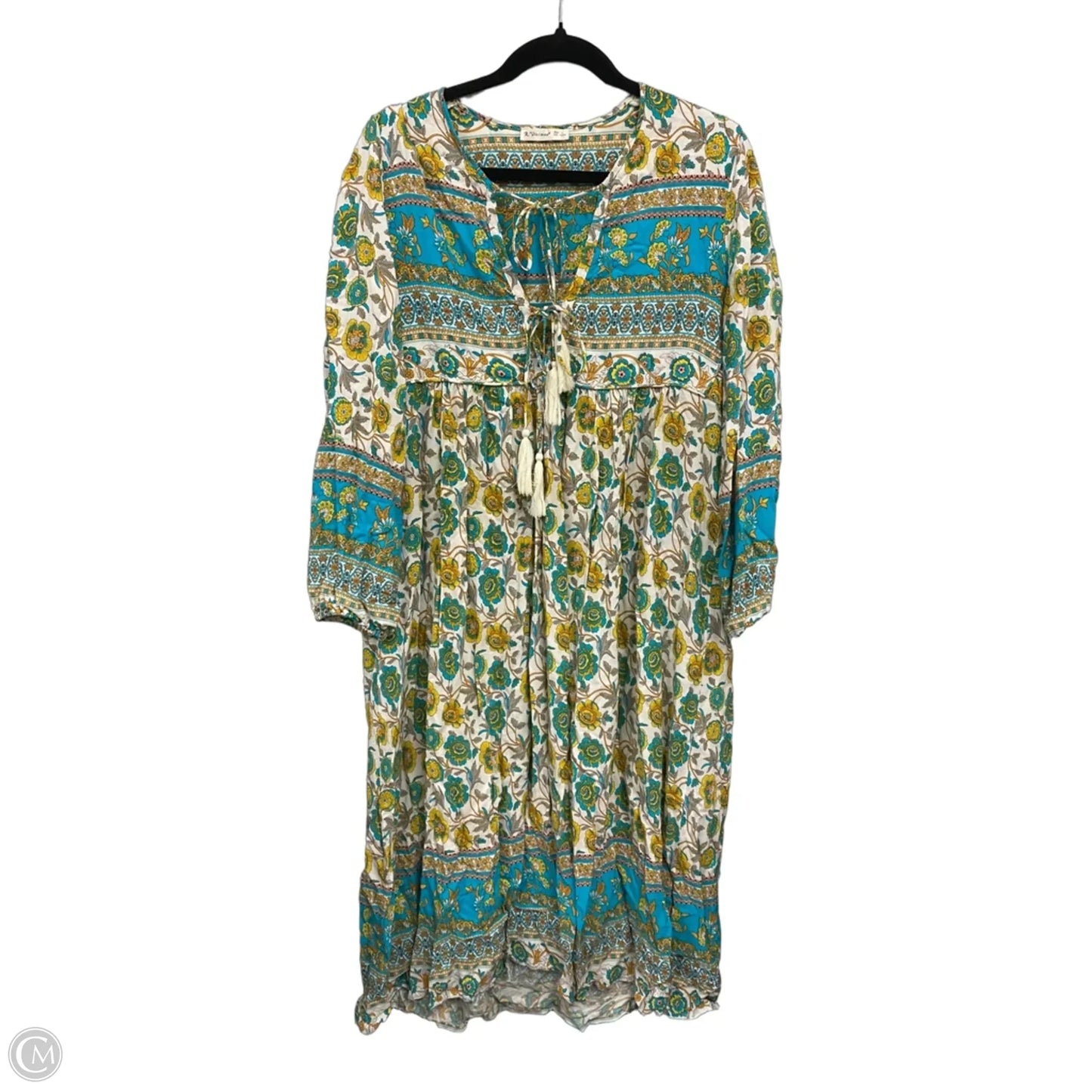Dress Casual Midi By Clothes Mentor In Blue & Yellow, Size: L