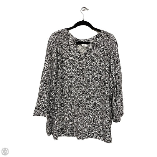 Top 3/4 Sleeve By Croft And Barrow In Black & White, Size: 2x