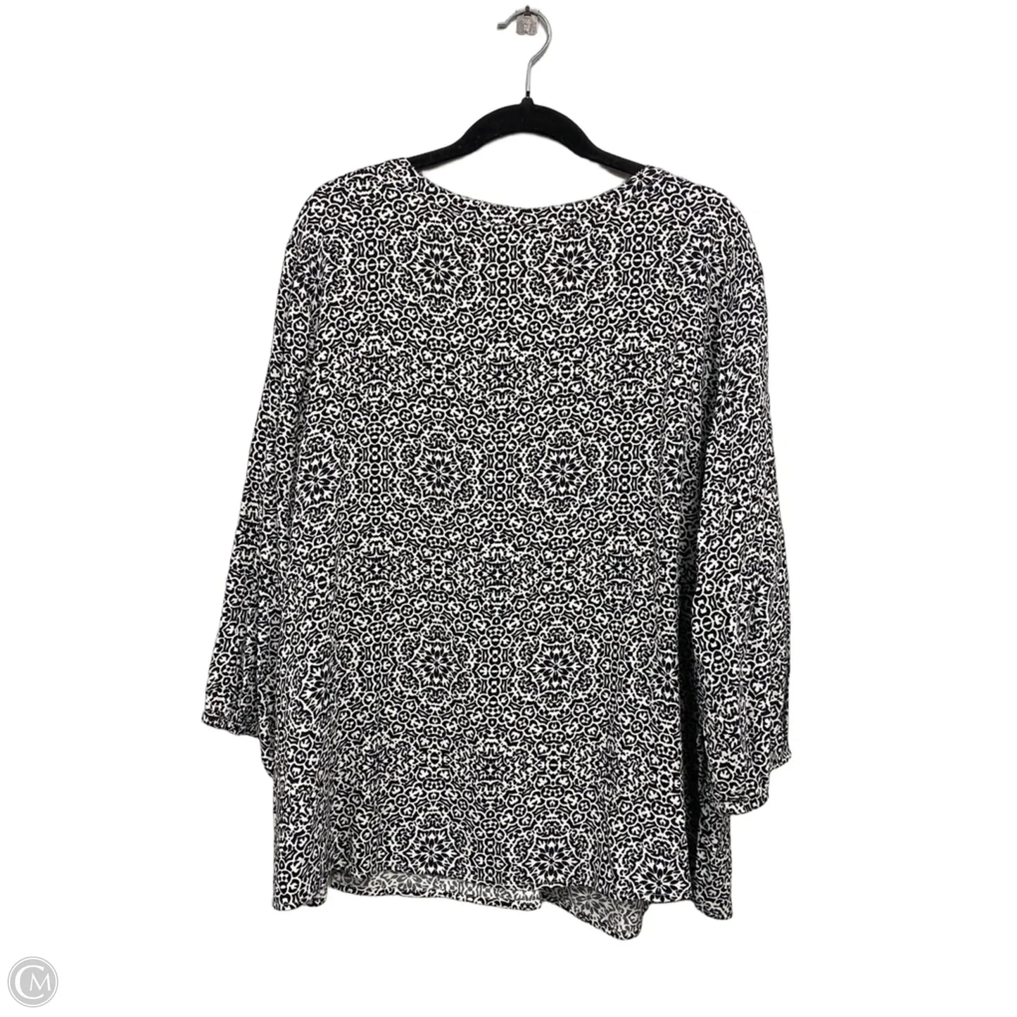 Top 3/4 Sleeve By Croft And Barrow In Black & White, Size: 2x