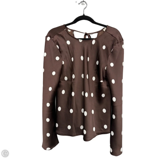 Top Long Sleeve By Loft In Brown & Cream, Size: L