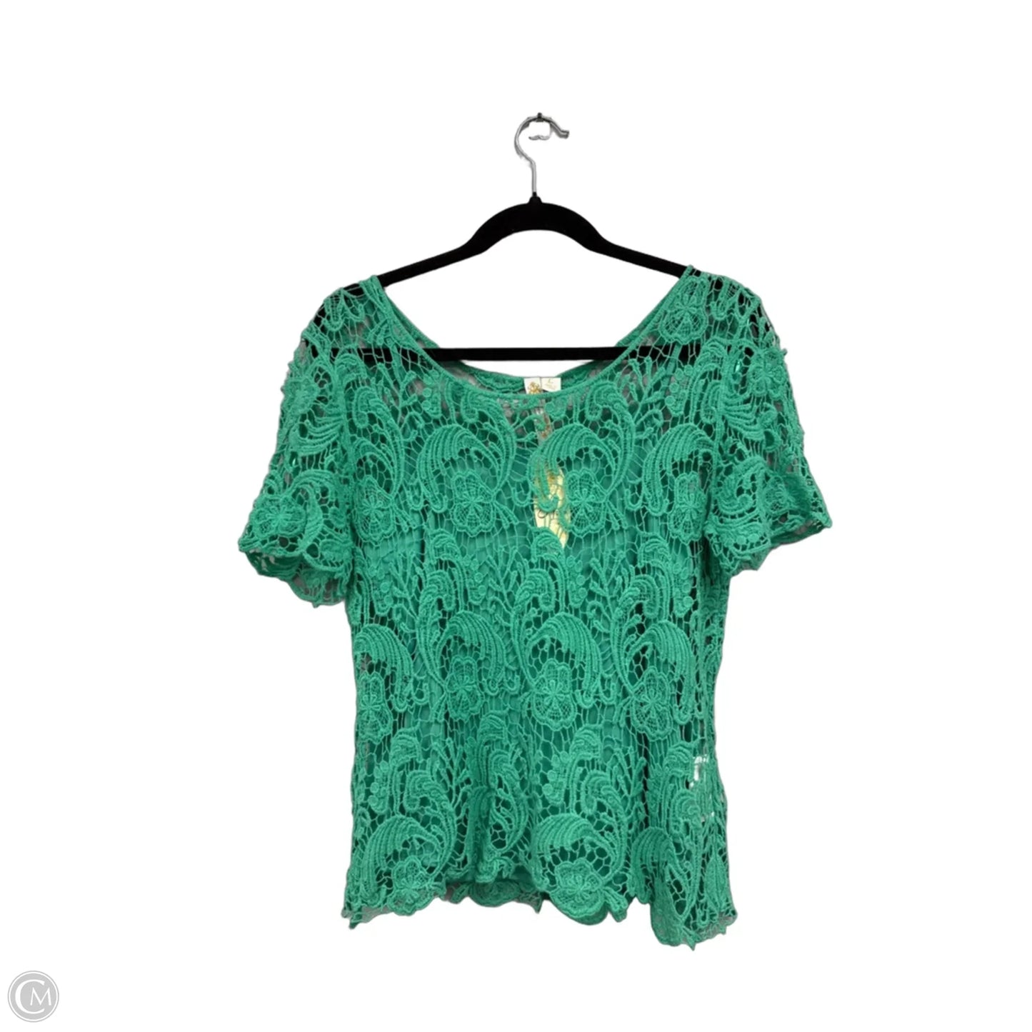 Top Short Sleeve By Adiva In Green, Size: L