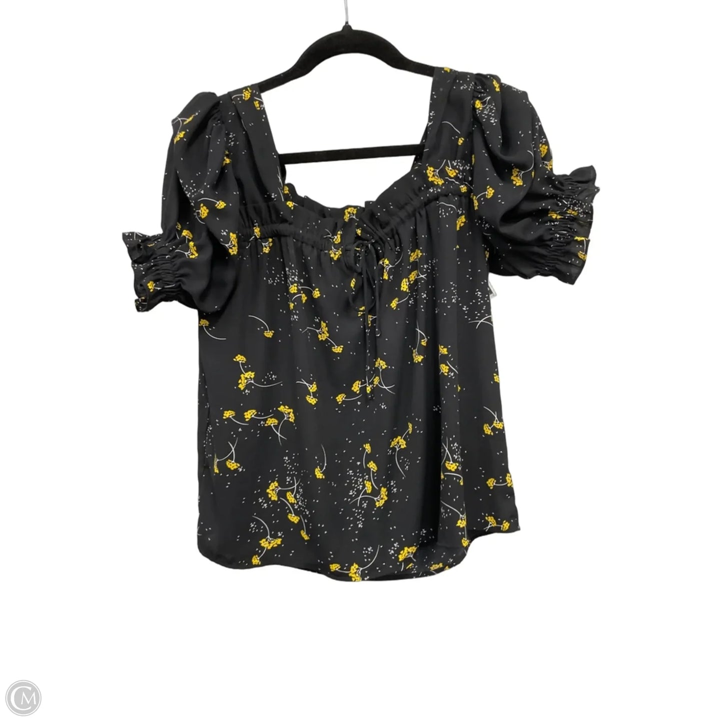 Top Short Sleeve By Cece In Black & Yellow, Size: S