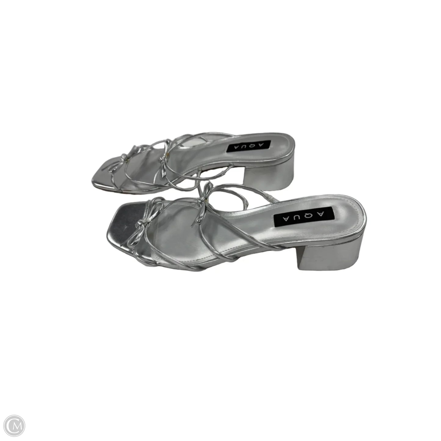Sandals Heels Block By Aqua In Silver, Size: 10
