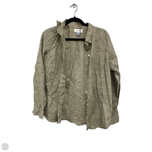 Top Long Sleeve By Old Navy In Green & White, Size: L