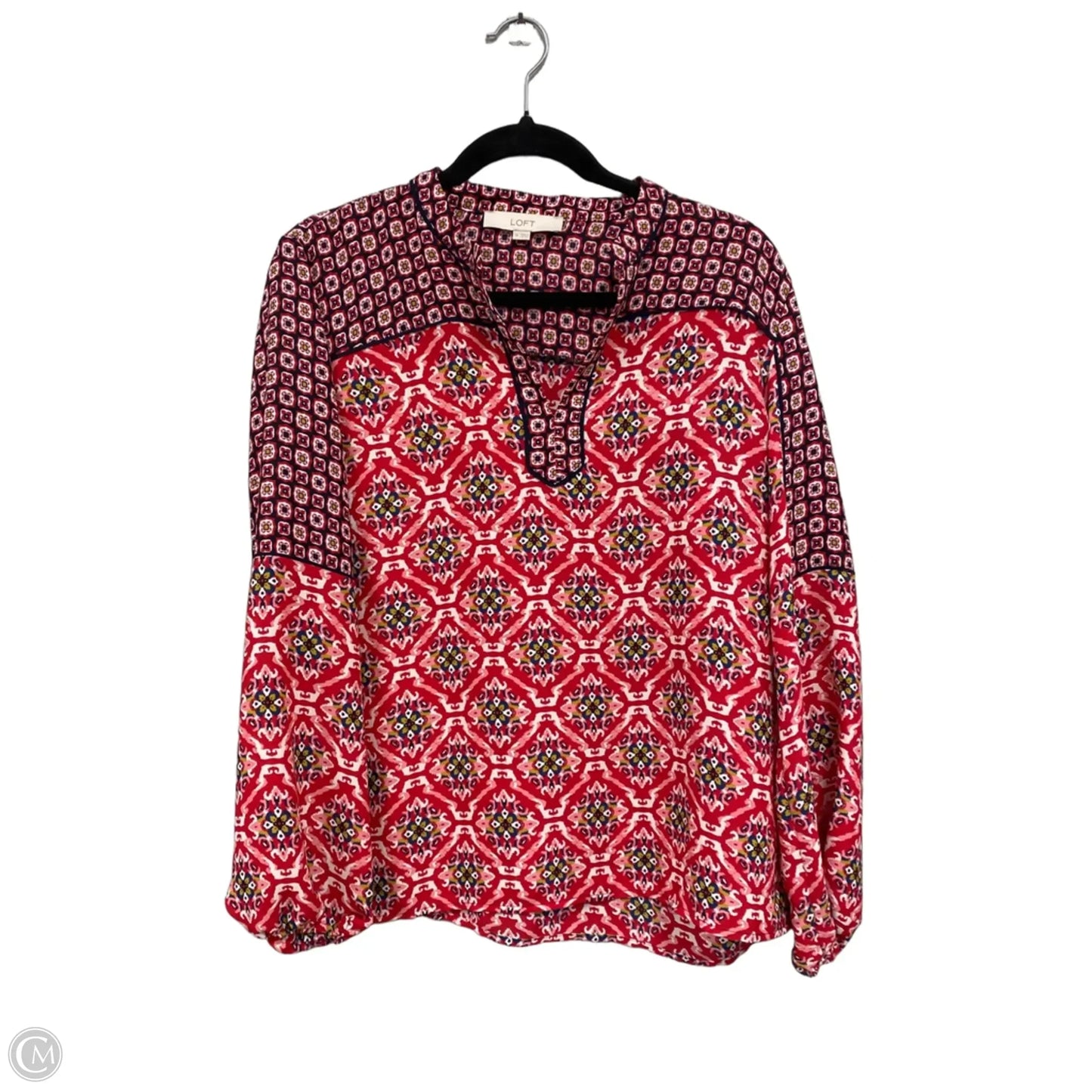 Top Long Sleeve By Loft In Pink & Red, Size: M
