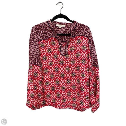 Top Long Sleeve By Loft In Pink & Red, Size: M