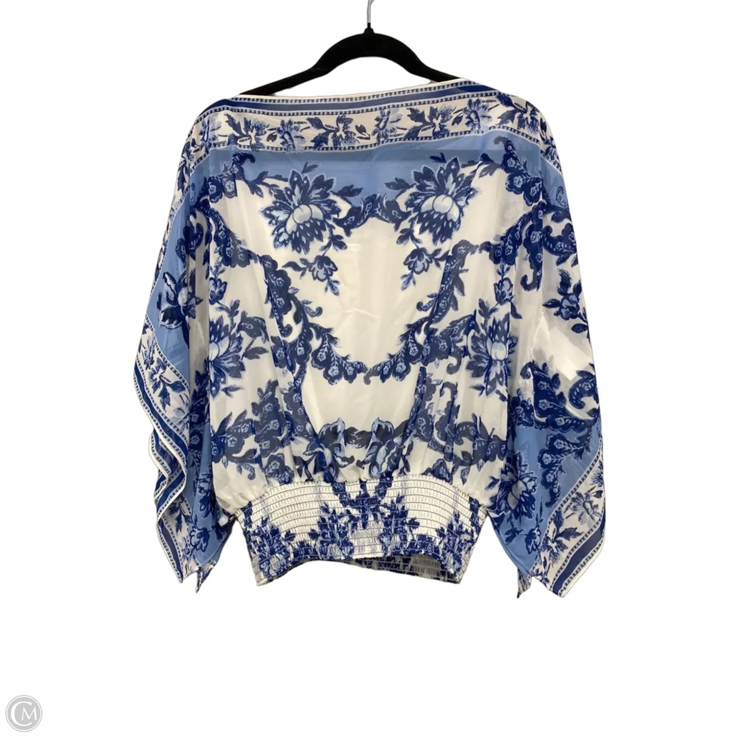 Top 3/4 Sleeve By Max Studio In Blue & White, Size: L