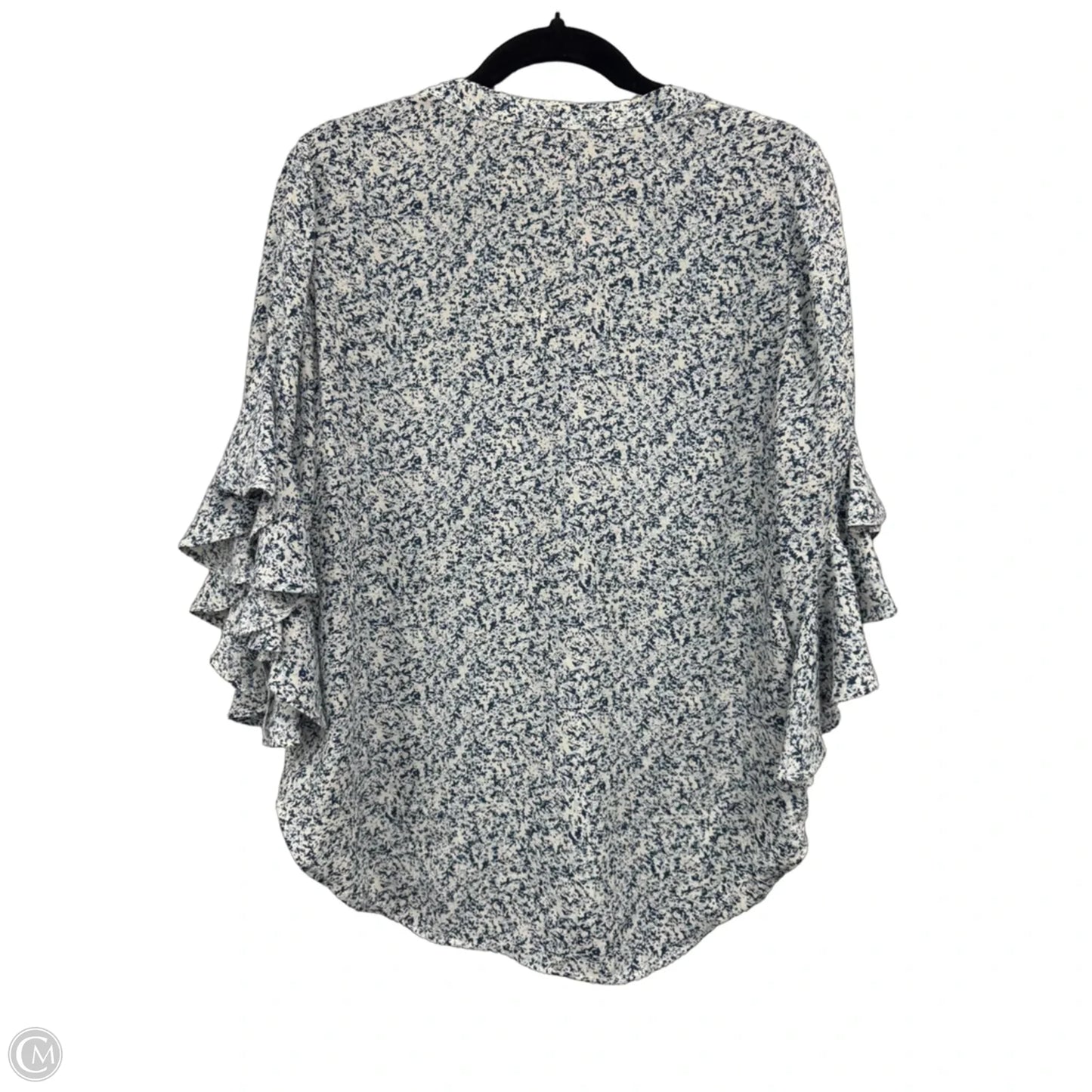 Top 3/4 Sleeve By Vince Camuto In Blue & Cream, Size: M