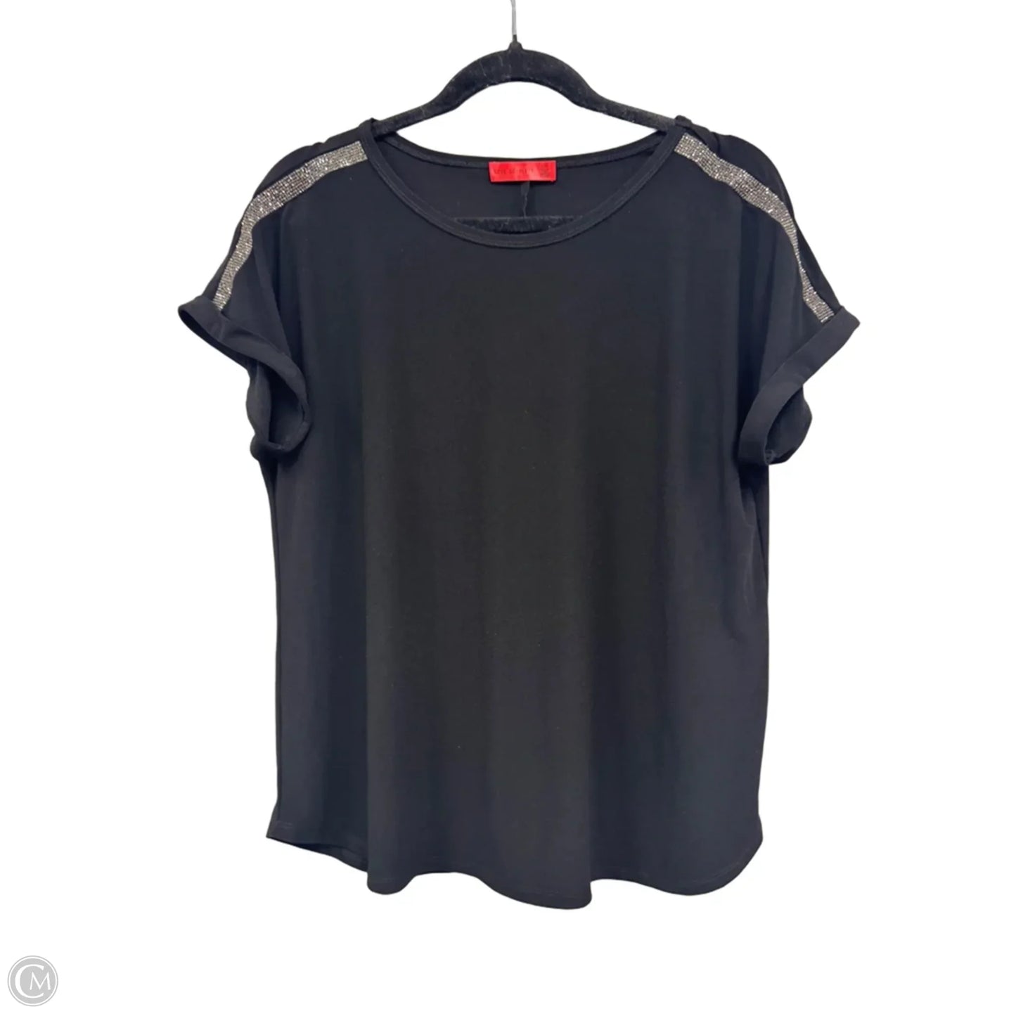Top Short Sleeve By Clothes Mentor In Black & Silver, Size: L