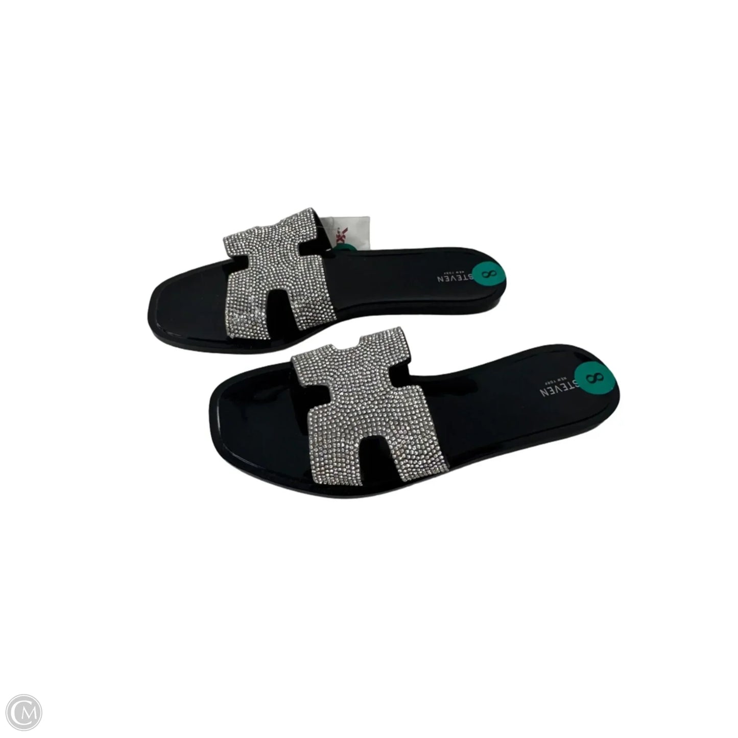 Sandals Flats By Clothes Mentor In Black & Silver, Size: 8