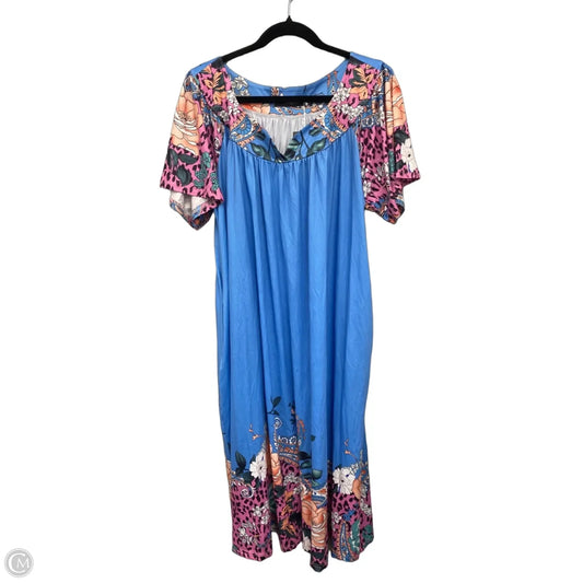 Dress Casual Midi By Clothes Mentor In Blue & Pink, Size: Xxl