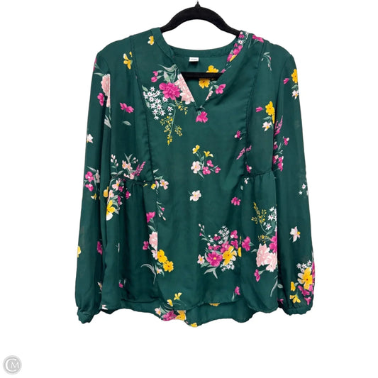 Top Long Sleeve By Old Navy In Green & Yellow, Size: M