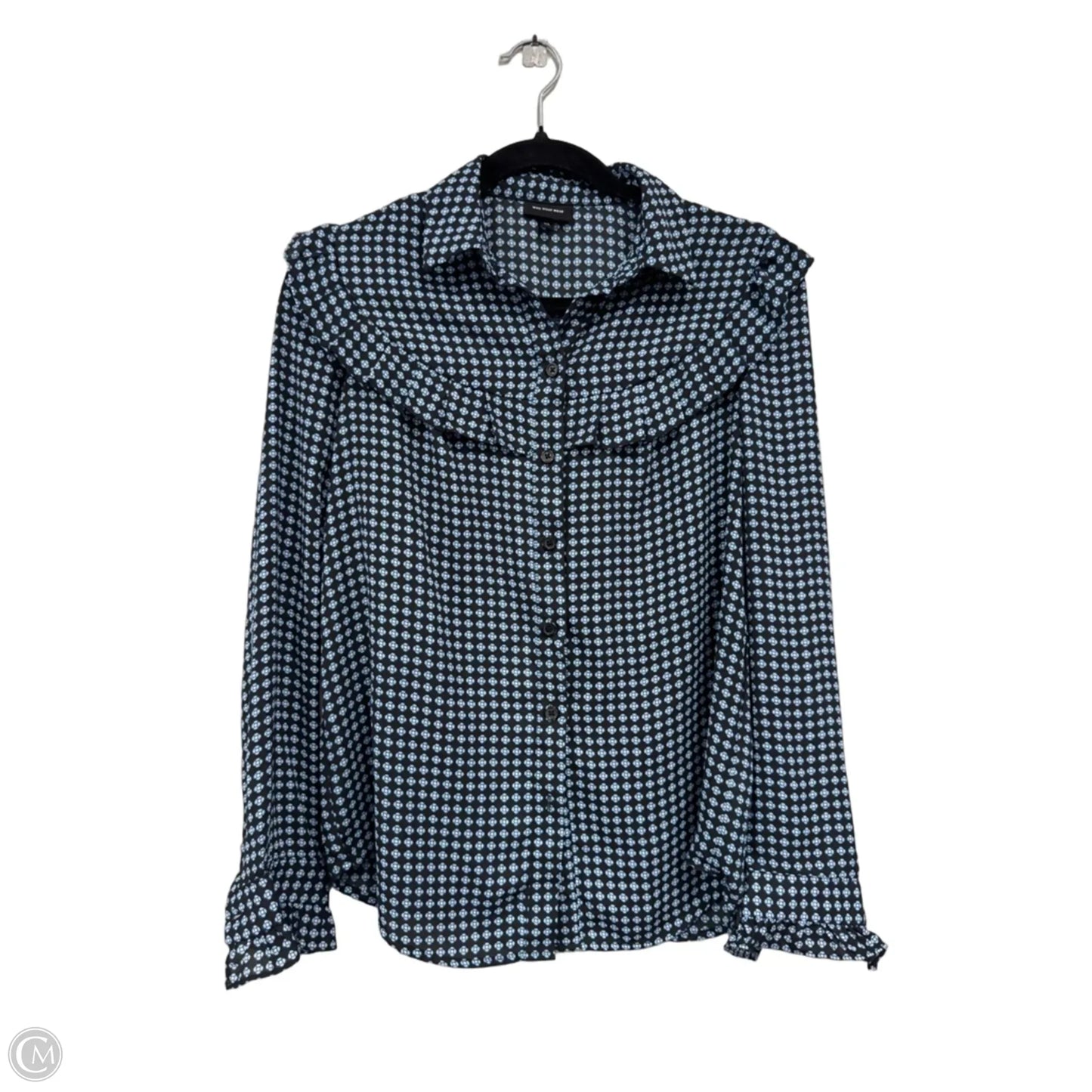 Top Long Sleeve By Who What Wear In Black & Blue, Size: Xs