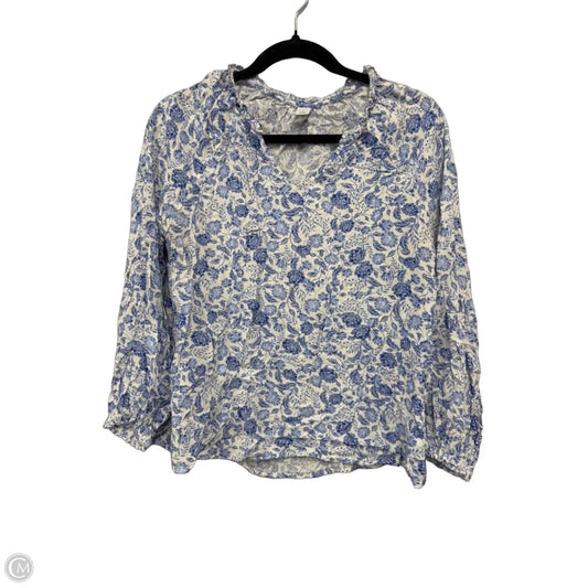 Top Long Sleeve By Old Navy In Blue & White, Size: S