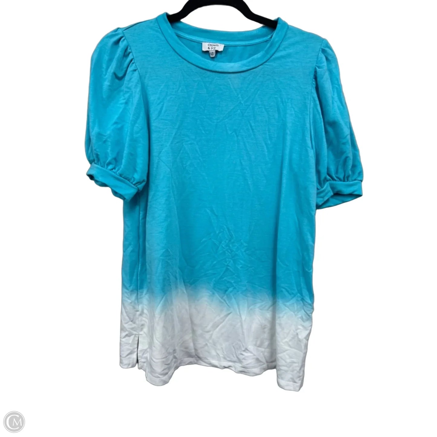 Top Short Sleeve By Crown And Ivy In Blue & White, Size: S
