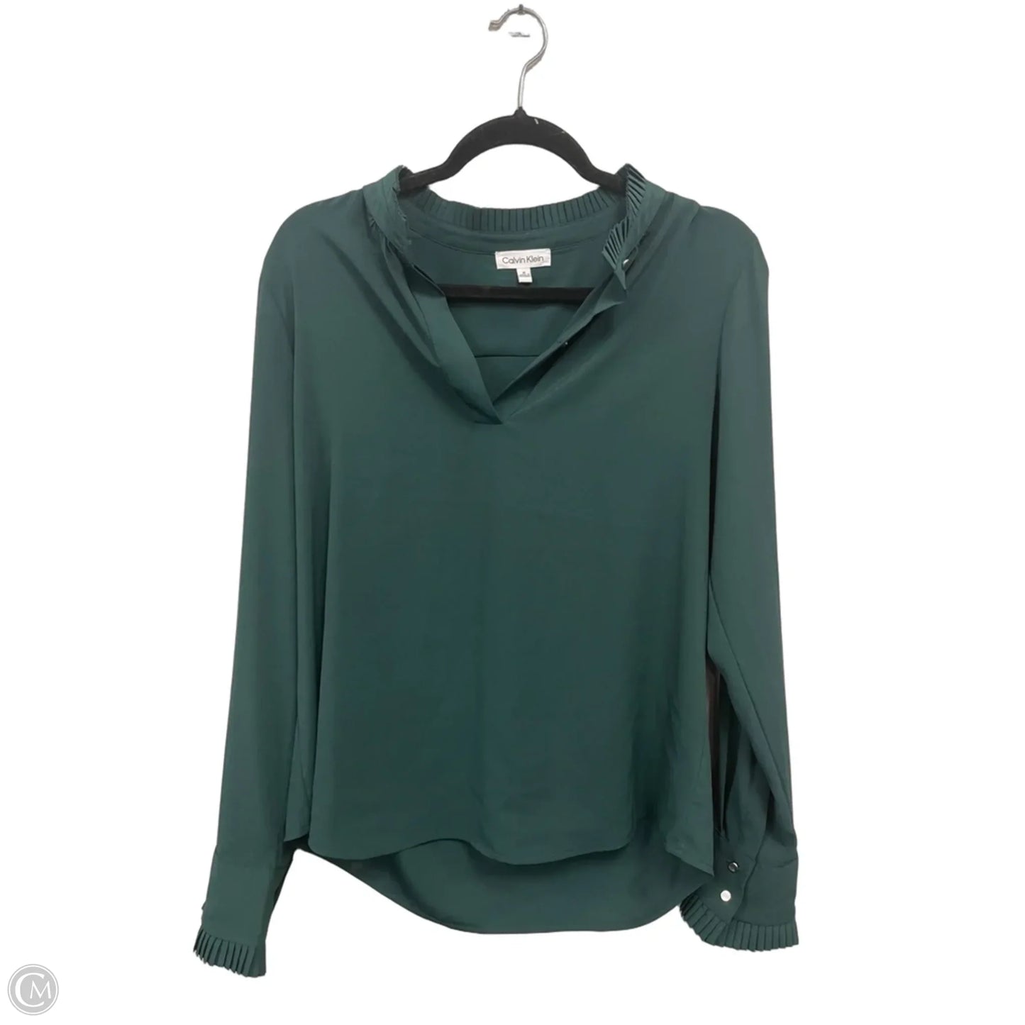 Top Long Sleeve By Calvin Klein In Green, Size: M