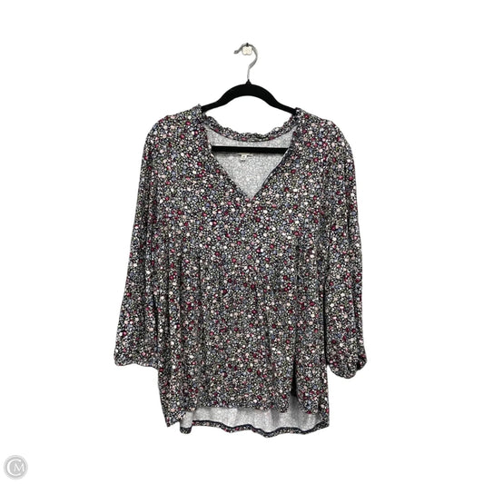 Top 3/4 Sleeve By Wonderly In Black & Pink, Size: 1x