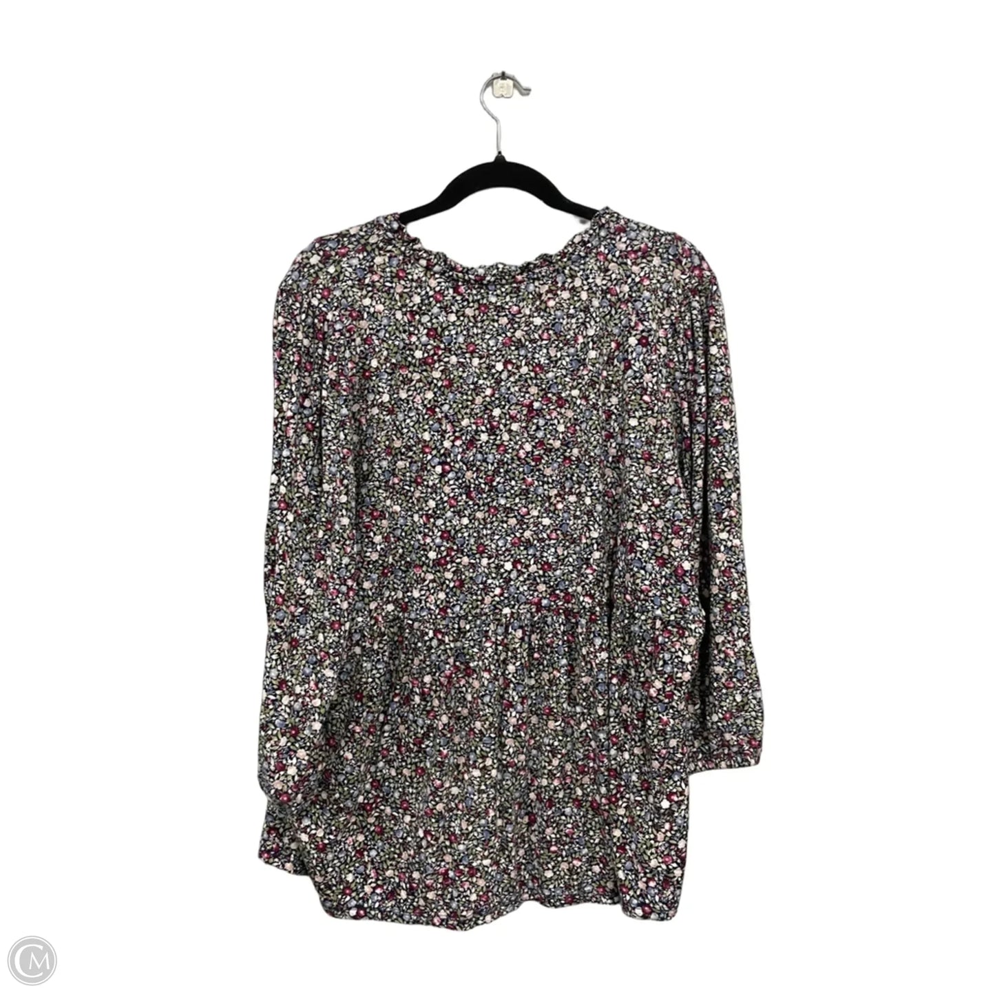 Top 3/4 Sleeve By Wonderly In Black & Pink, Size: 1x