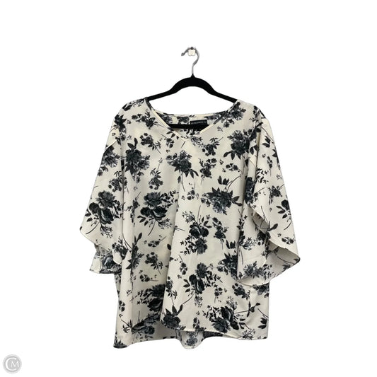 Top 3/4 Sleeve By Clothes Mentor In Black & Cream, Size: 2x