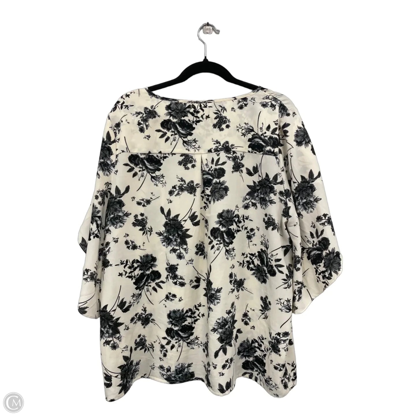 Top 3/4 Sleeve By Clothes Mentor In Black & Cream, Size: 2x