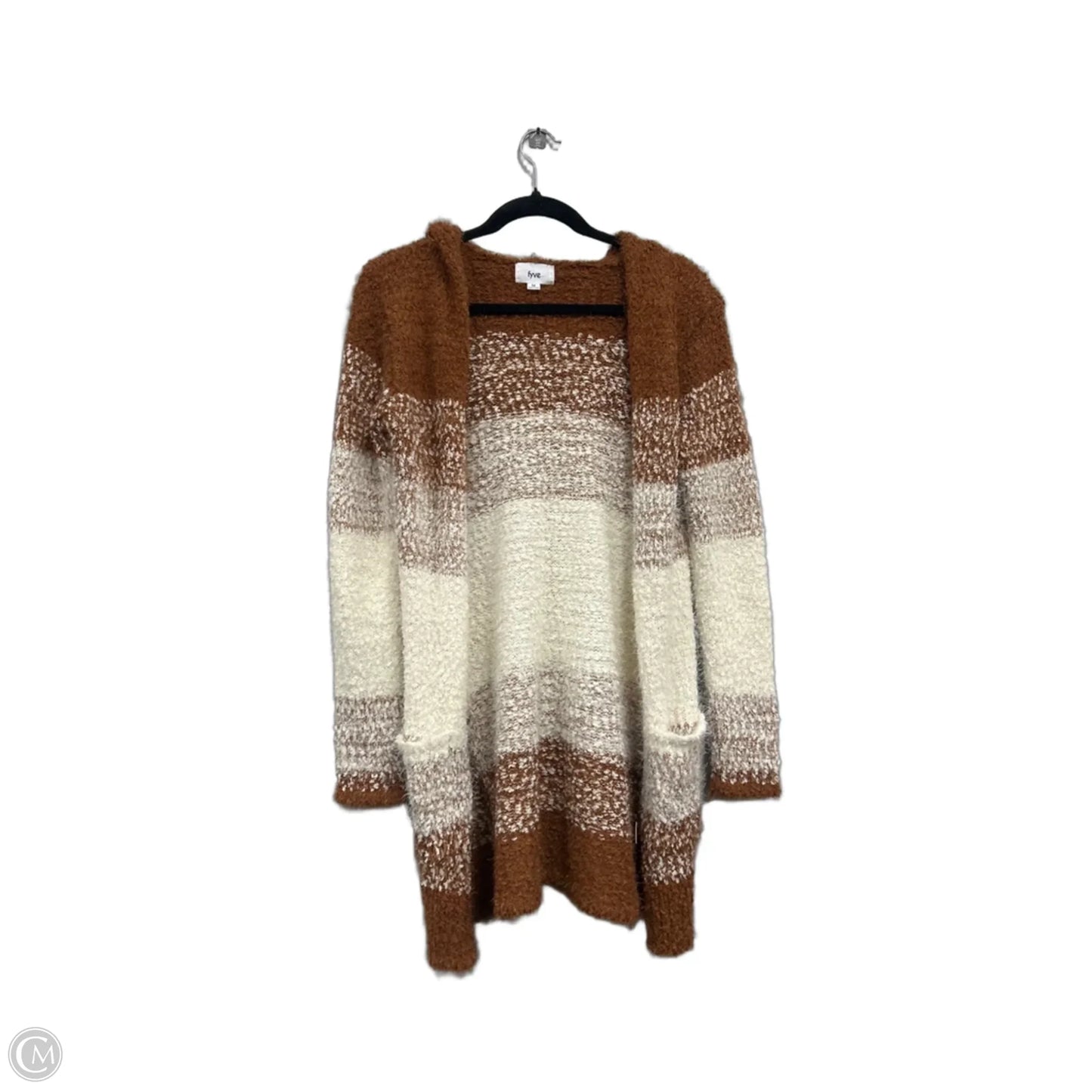 Cardigan By Clothes Mentor In Brown & Cream, Size: M
