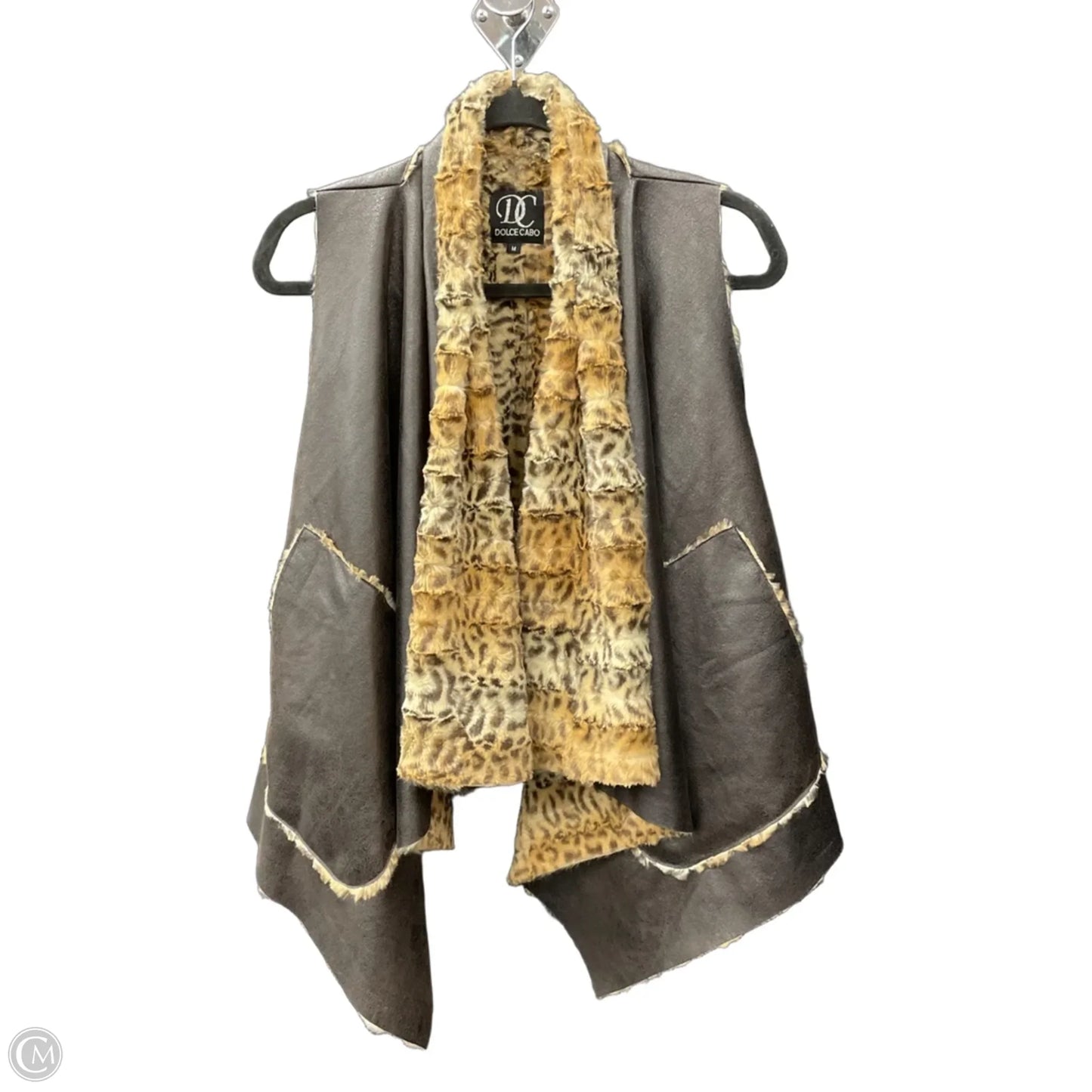 Vest Faux Fur & Sherpa By Clothes Mentor In Brown & Tan, Size: M