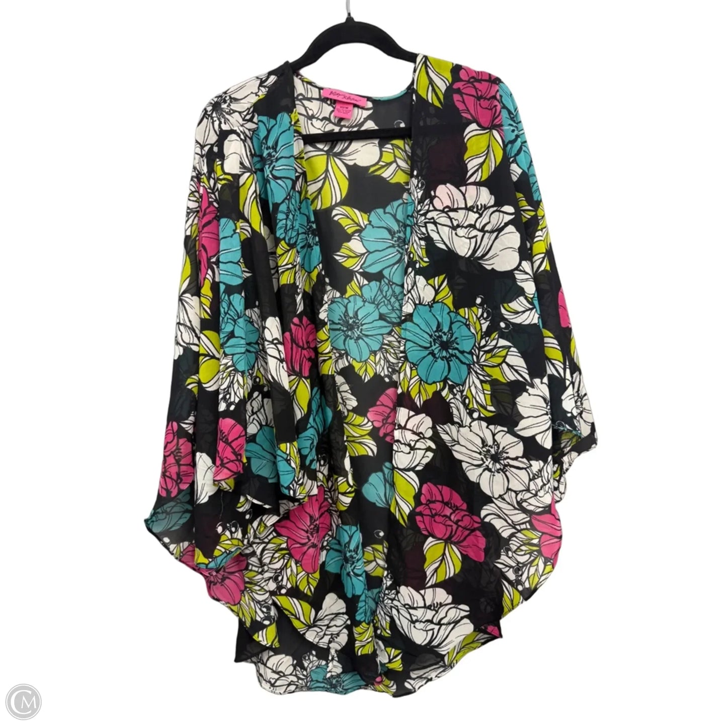 Kimono By Betsey Johnson In Black & Pink, Size: Osfm