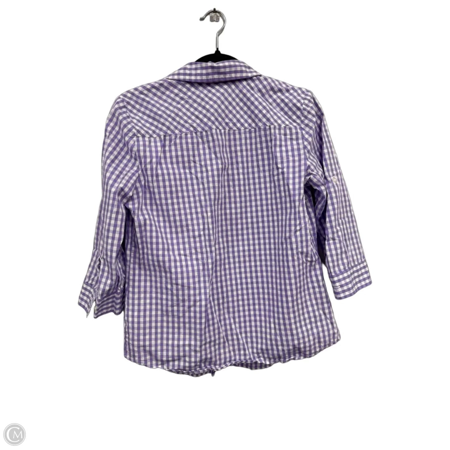 Top 3/4 Sleeve By Croft And Barrow In Purple & White, Size: S