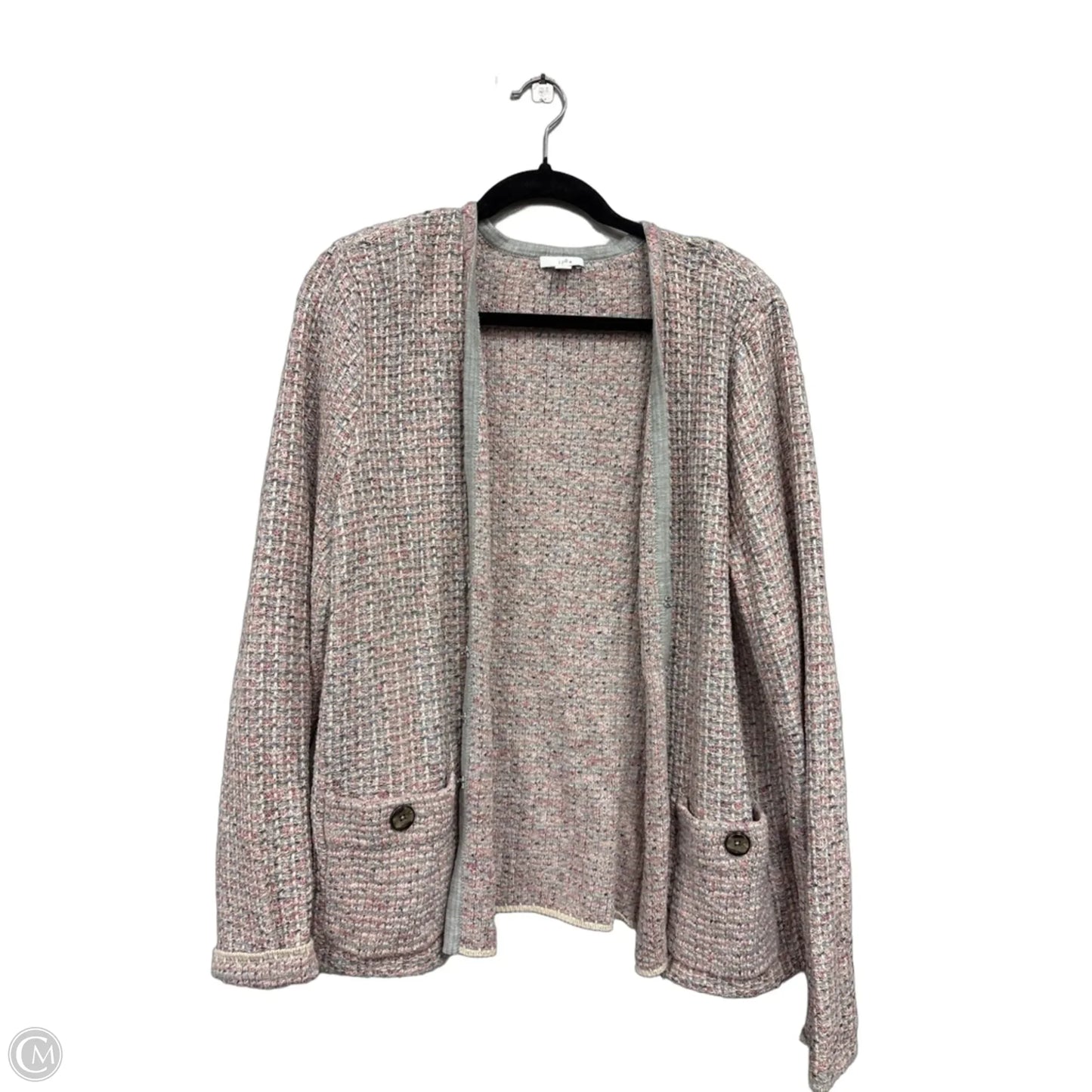 Cardigan By J. Jill In Grey & Pink, Size: L