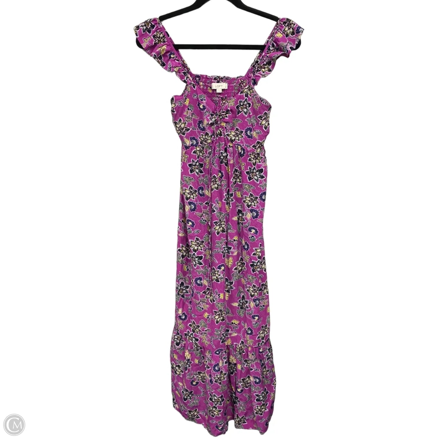 Dress Casual Midi By Loft In Black & Pink, Size: 2p