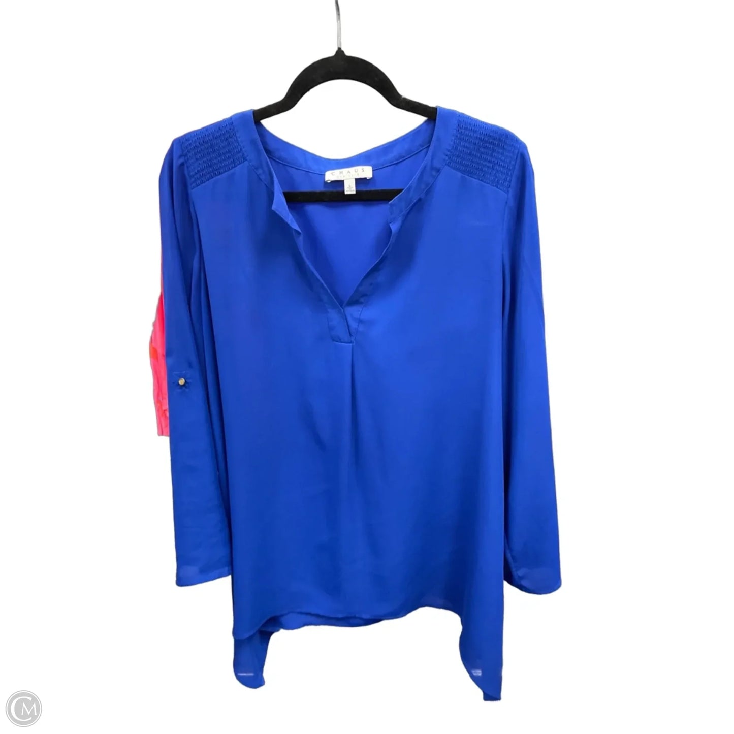 Blouse Long Sleeve By Chaus In Blue, Size: L