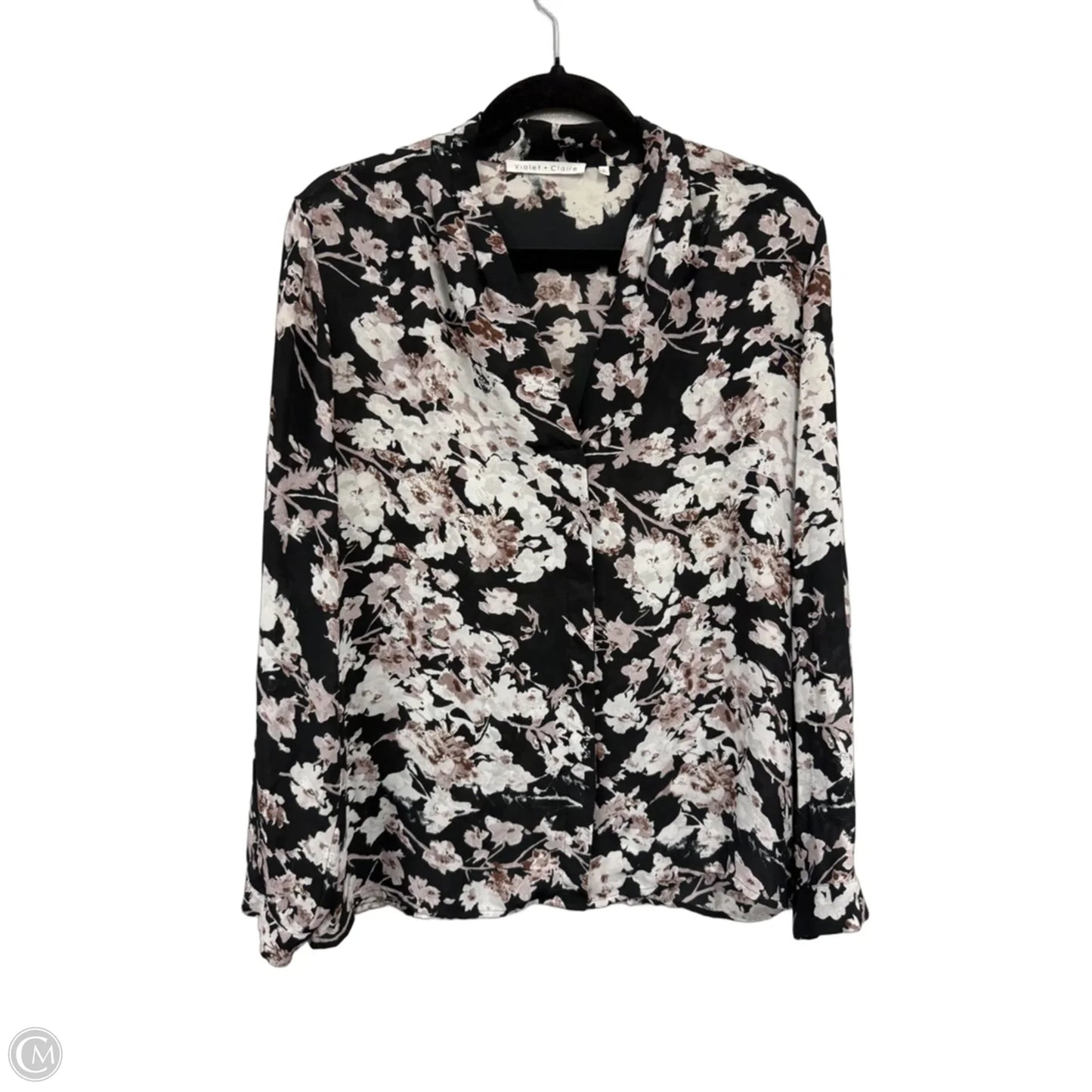 Blouse Long Sleeve By Violet And Claire In Black & Cream, Size: L
