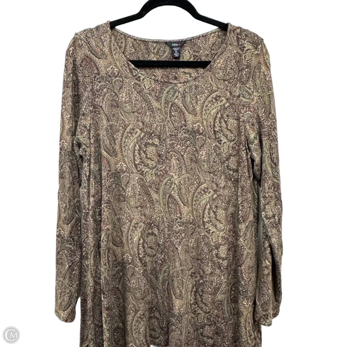 Top Long Sleeve By Intro In Brown & Tan, Size: 1x