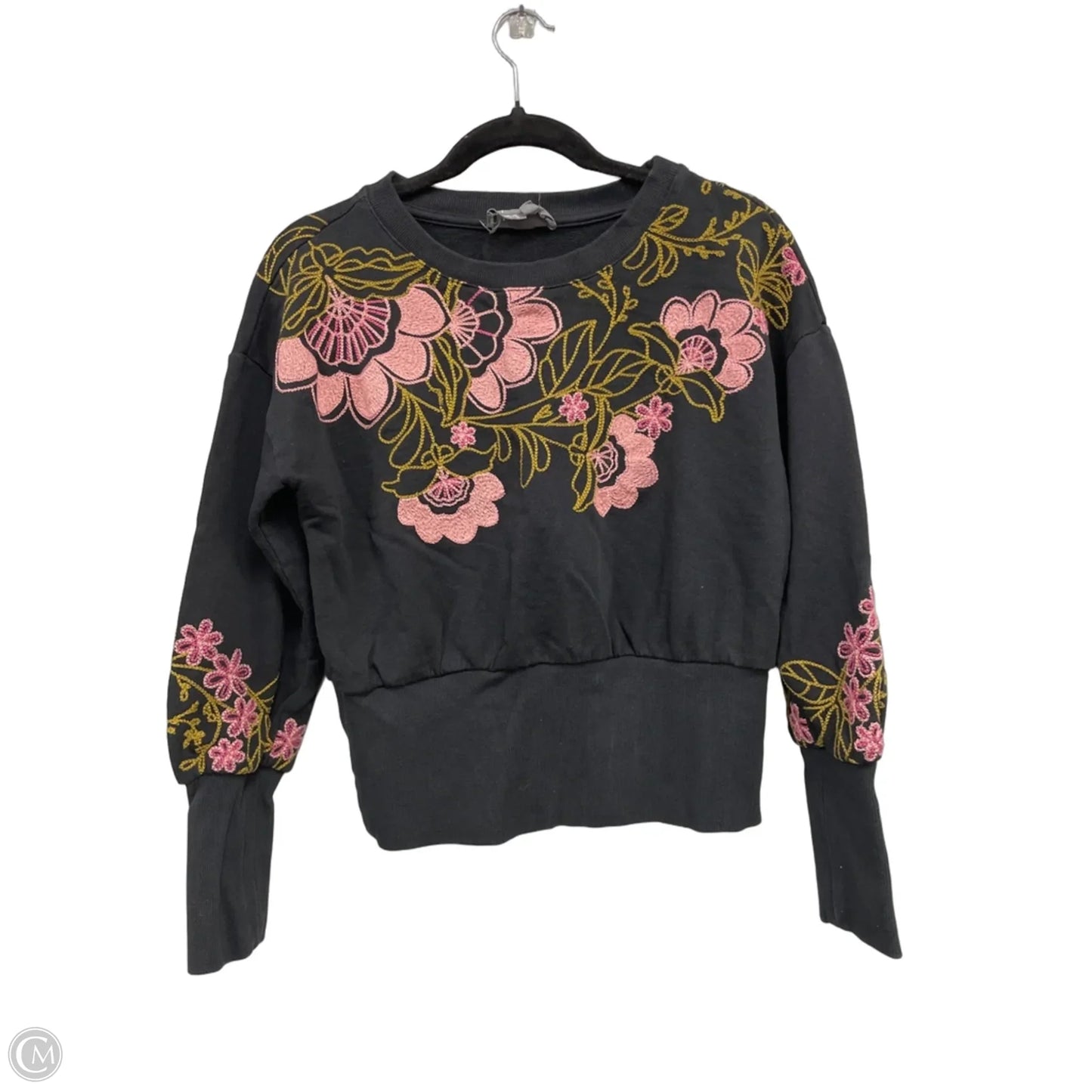 Sweatshirt Crewneck By Anthropologie In Black & Pink, Size: S