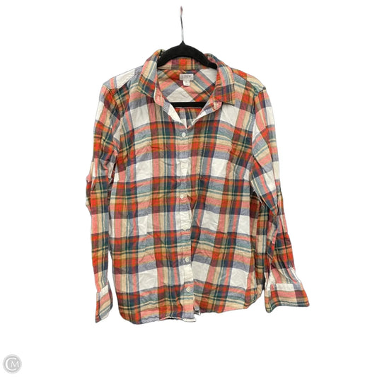 Top Long Sleeve By J. Crew In Red & Tan, Size: Xl