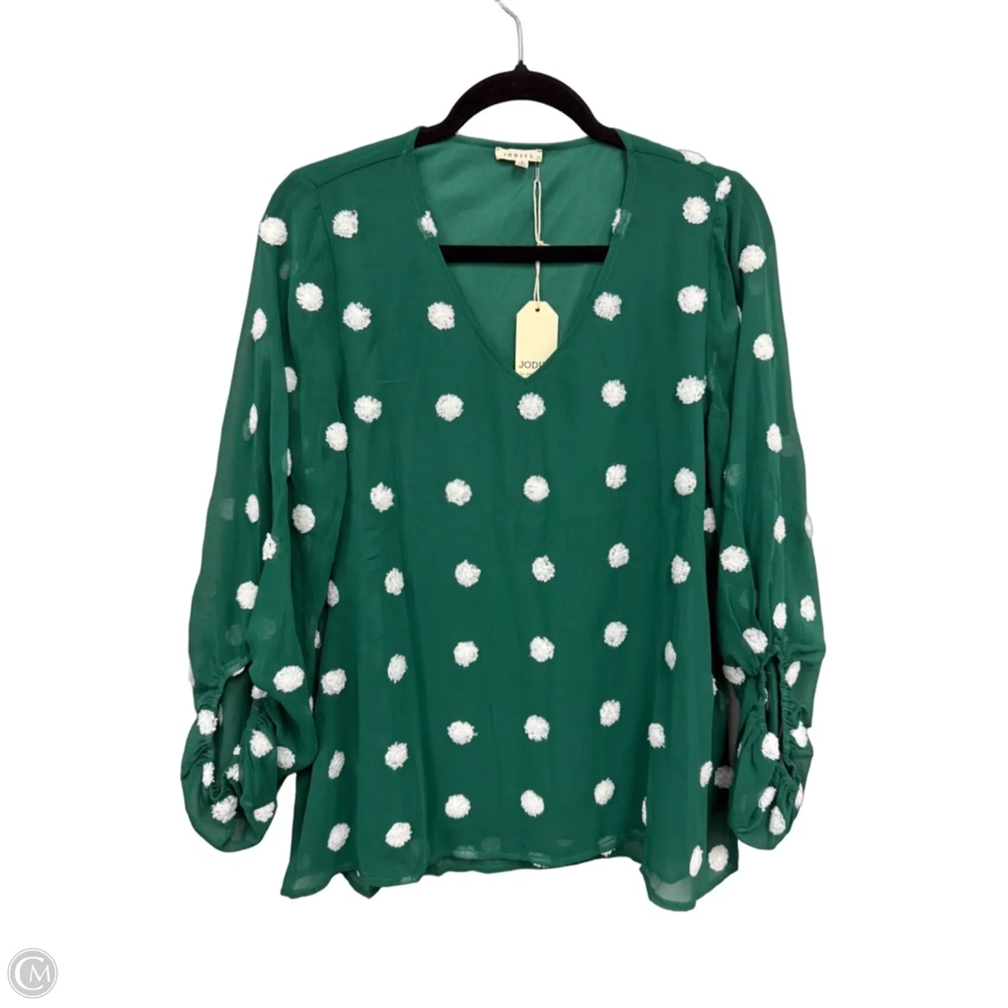Top Long Sleeve By Jodifl In Green & White, Size: S