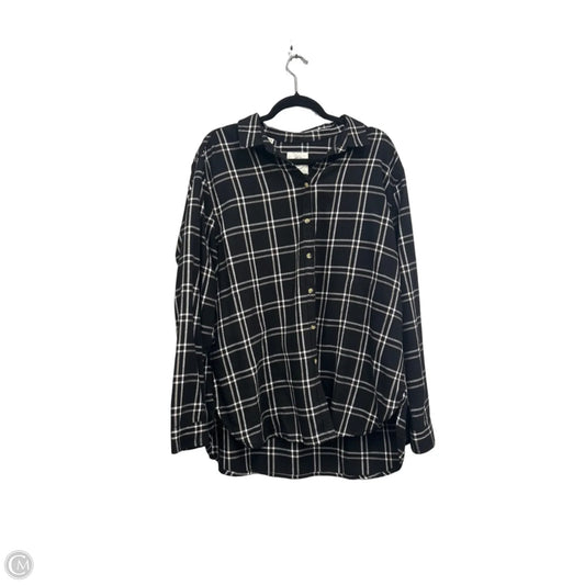 Top Long Sleeve By Jachs Girlfirend In Black & White, Size: Xxl