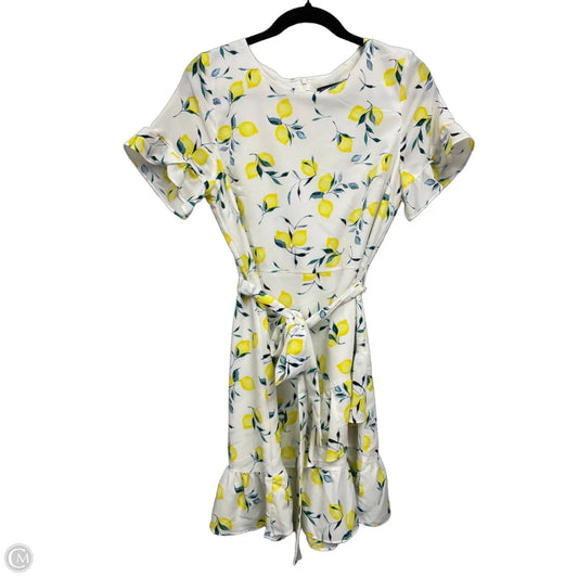 Dress Casual Short By Banana Republic In White & Yellow, Size: 8