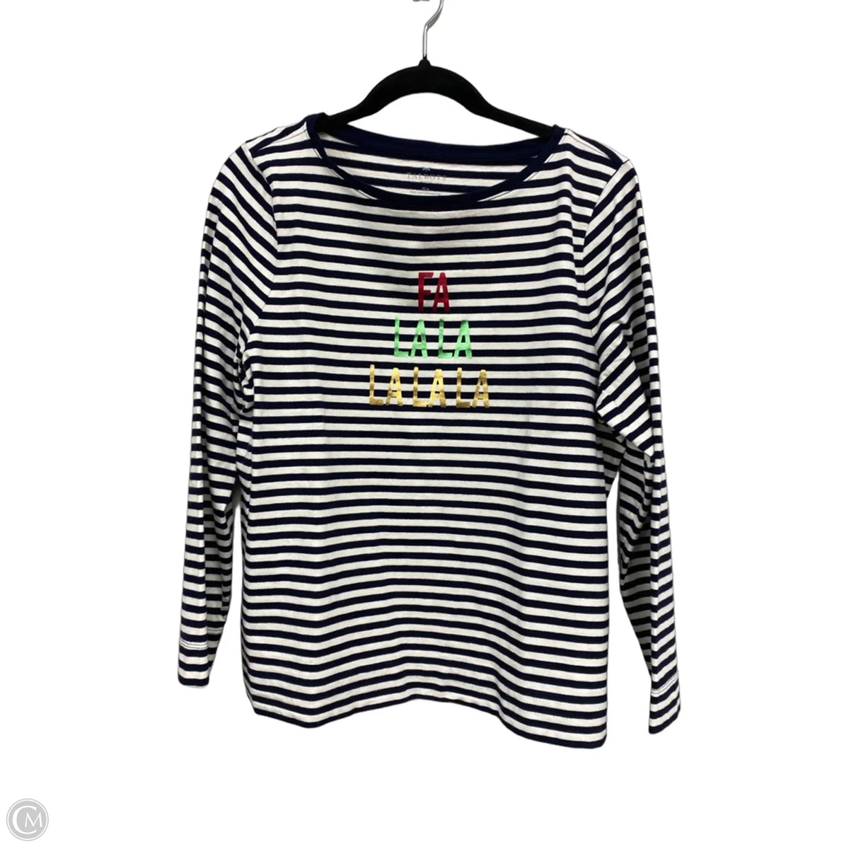 Top Long Sleeve Basic By Talbots In Blue & White, Size: Xlp
