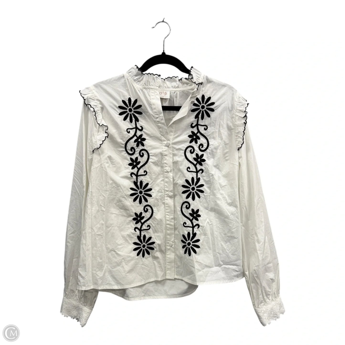 Blouse Long Sleeve By Fate In Black & White, Size: L
