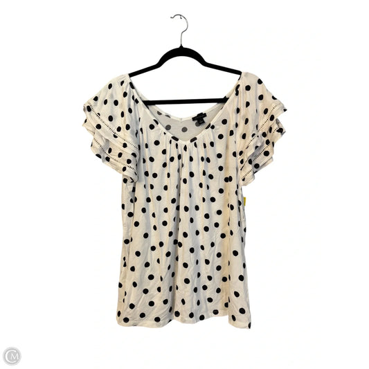 Top Short Sleeve By Ann Taylor In Polkadot Pattern, Size: L