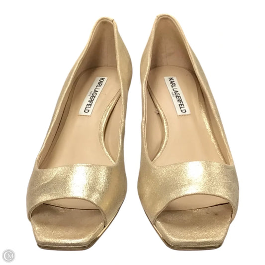 Shoes Designer By Karl Lagerfeld In Gold, Size: 9