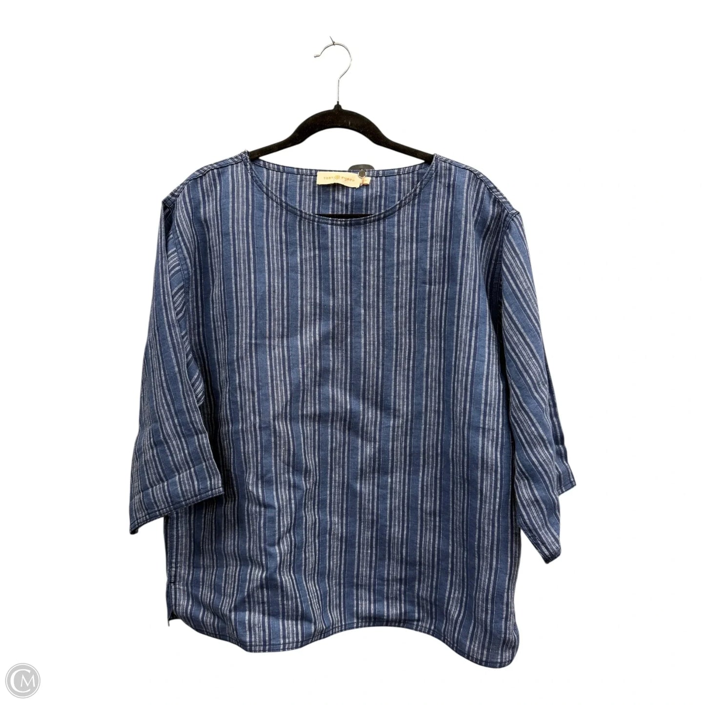 Top 3/4 Sleeve Designer By Tory Burch In Striped Pattern, Size: M