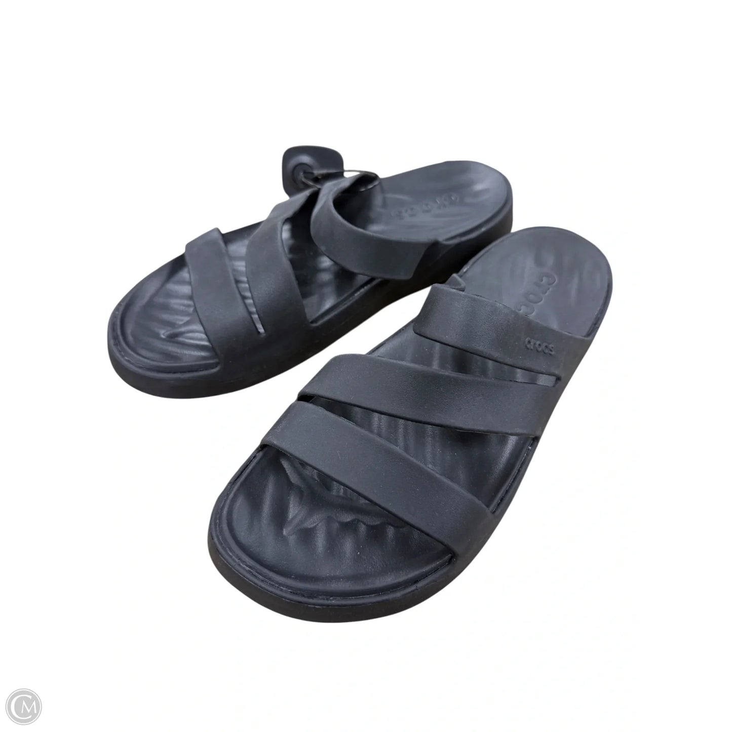 Sandals Flats By Crocs In Black, Size: 10