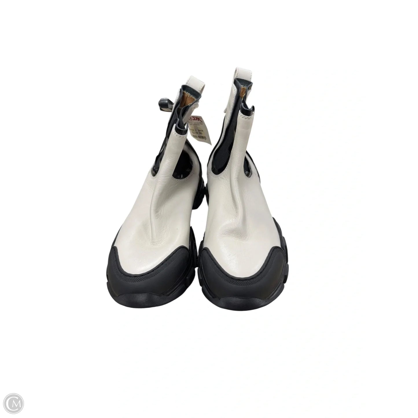 Boots Ankle Flats By Aquatalia In Black & Cream, Size: 9