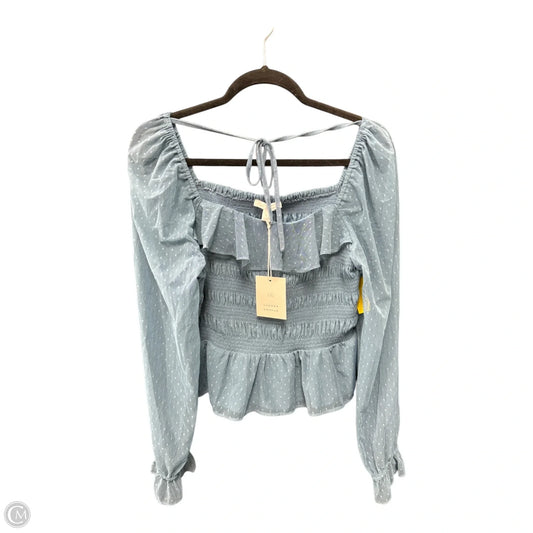 Blouse Long Sleeve By Clothes Mentor In Blue, Size: L