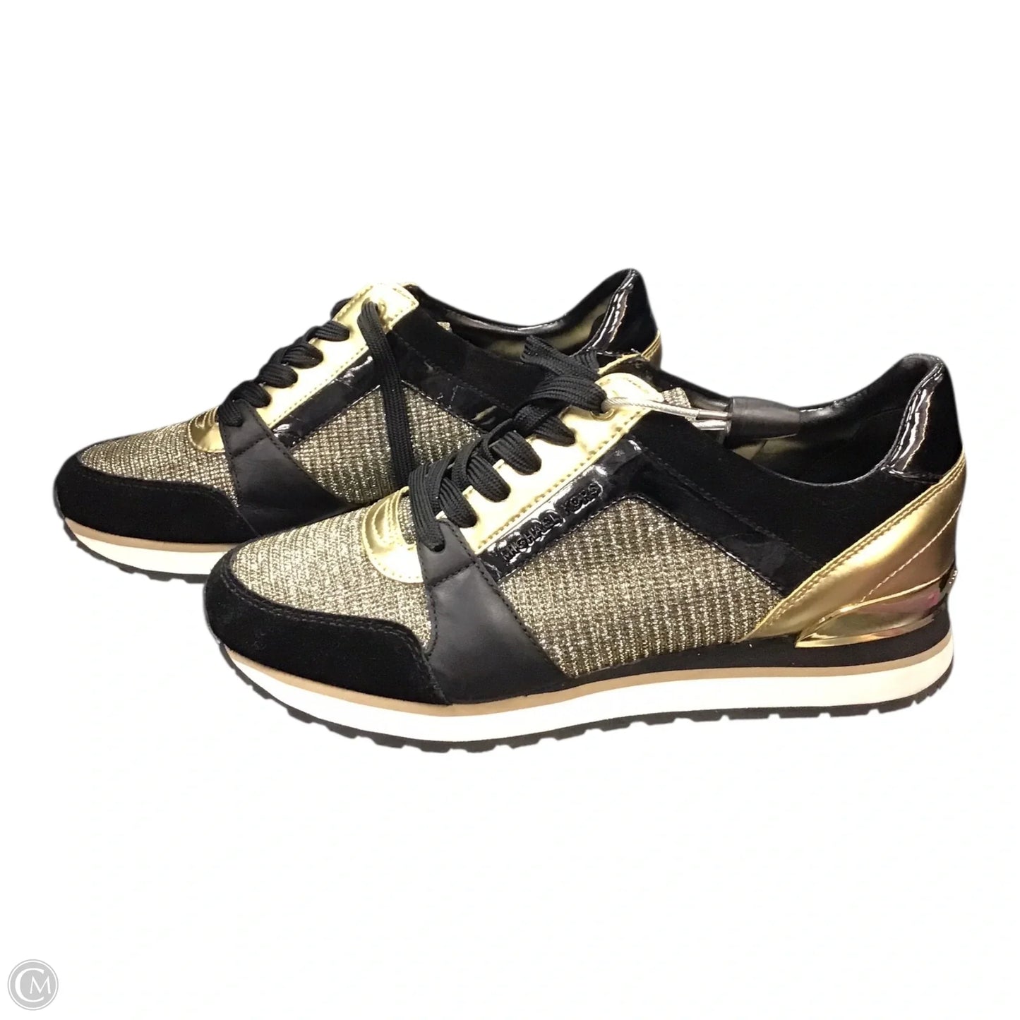 Shoes Sneakers By Michael By Michael Kors In Black & Gold, Size: 7.5