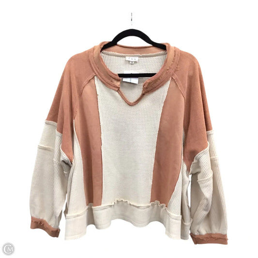 Sweatshirt Crewneck By Pol In Cream & Orange, Size: S