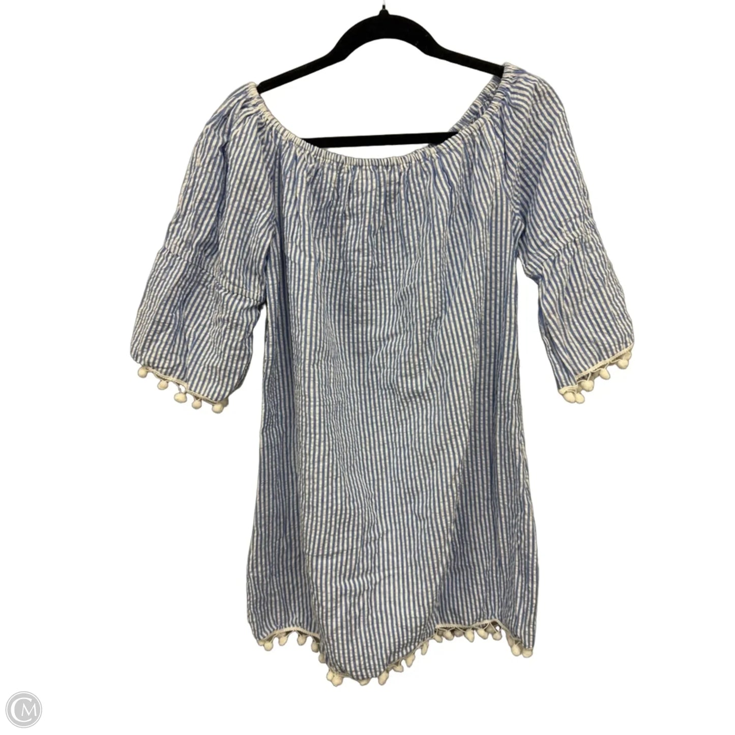 Dress Casual Short By Ab Studio In Blue & White, Size: S